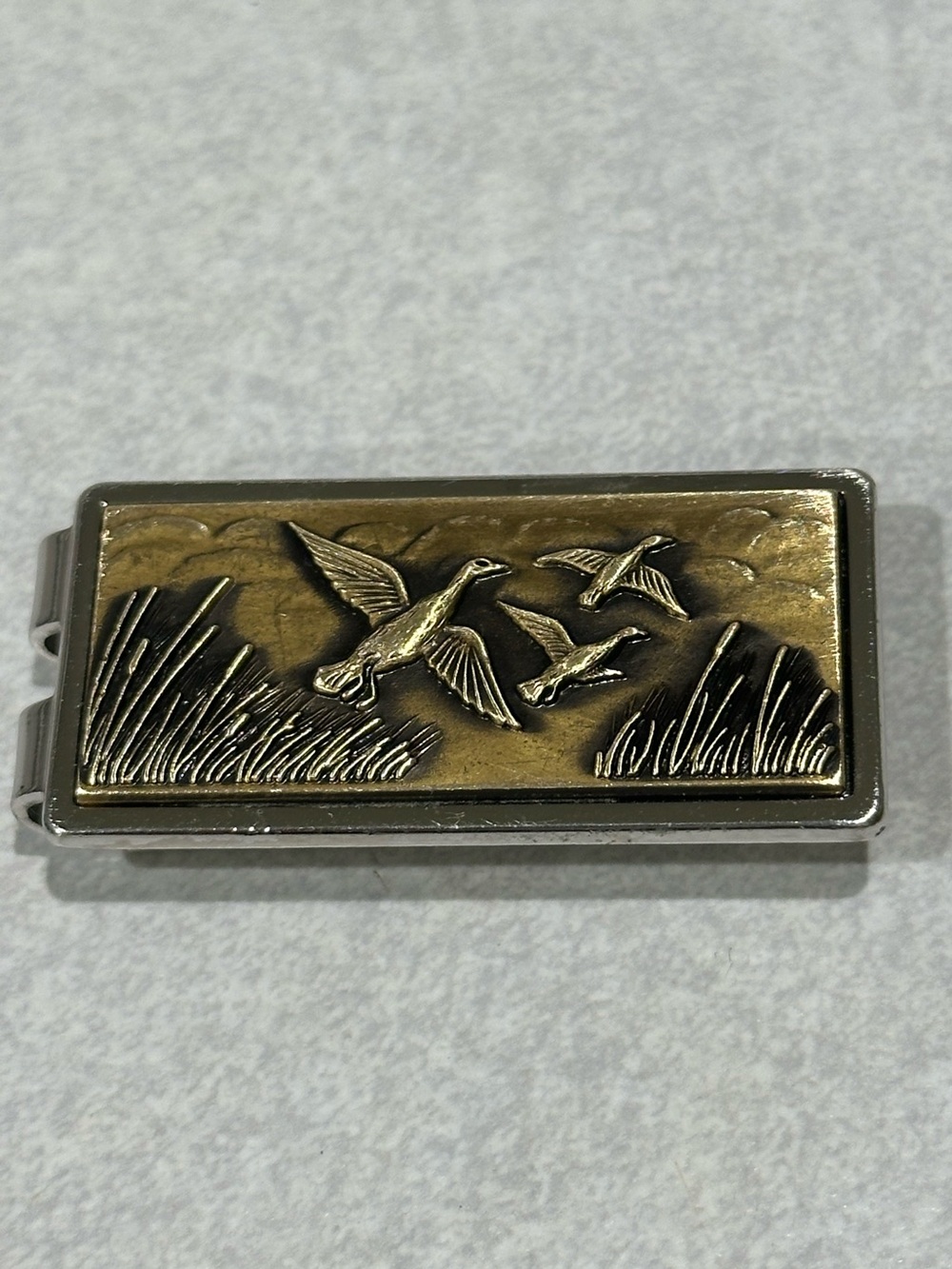 Vintage 1960's Anson  Brass Ducks In Flight Money Clip, Nature/Outdoors
